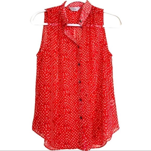 Anthropologie ZOA Orange Button Down Sleeveless Top - Picture 1 of 8